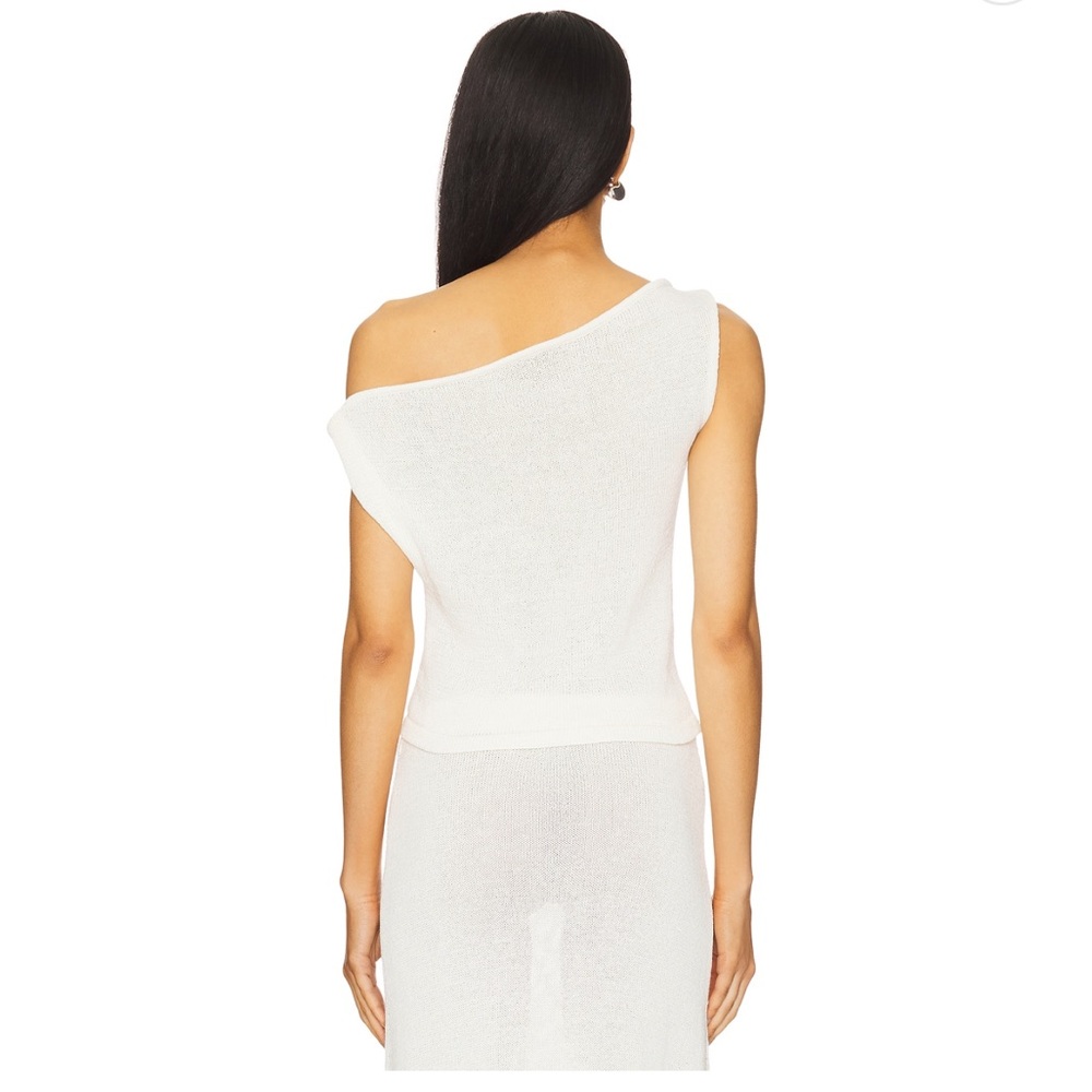 SNDYS Cali Maxi top & skirt in off white White One-Shoulder Knit Maxi Skirt - Picture 4 of 7
